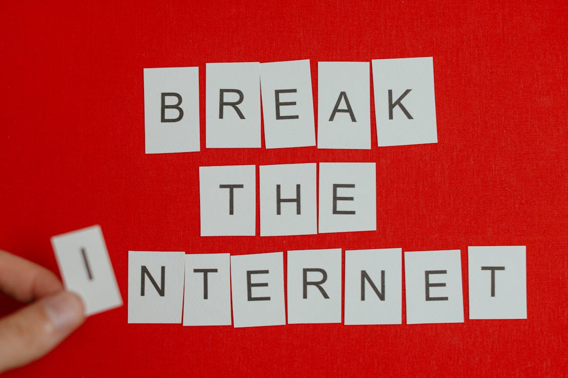 Texts spelling “break the internet” on a red background representing viral online moments.